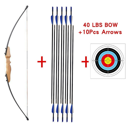 30/40 lbs Archery Recurve Bow Wooden Bow And Arrow Set For Outdoor Shooting Child adolescent sports practice Hunting Accessories