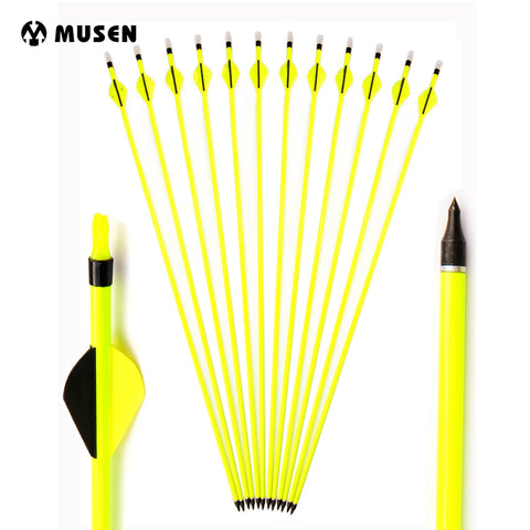 30 Inches Mixed Carbon Arrow Spine 500 Fluorescent Green Shaft Easy Find for Compound Bow Archery Hunting Shooting