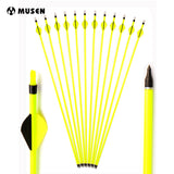 30 Inches Mixed Carbon Arrow Spine 500 Fluorescent Green Shaft Easy Find for Compound Bow Archery Hunting Shooting