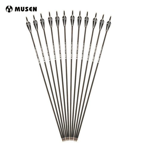 6/12/24pcs/lot 28/30/32 inches Spine 500 Carbon Arrow with Black and White Color for Recurve/Compound Bows Archery Hunting K
