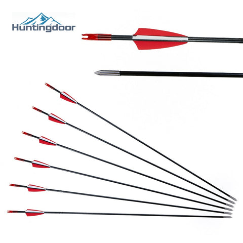 6/12PCS Fiberglass Arrows Spine 750 Length 31 Inch Diameter 6mm Shield-shaped Plastic Feather for Achery Recurve Bow Shooting