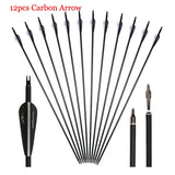 6pcs/12pcs Archery Carbon Arrows 31" 6.2mm Spine 500 hunting arrows for Recurve Bow Compound Bow Hunting Accessories