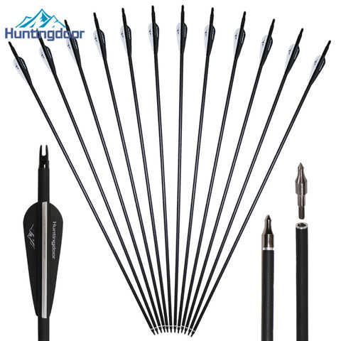 6pcs/12pcs Archery Carbon Arrows 31" 6.2mm Spine 500 hunting arrows for Recurve Bow Compound Bow Hunting Accessories