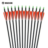 Musen 6/12/24pcs Carbon Arrow 28/30 Inches Length Spine 500 with Replaceable Arrowhead for Compound/Recurve Bow Archery Hunting